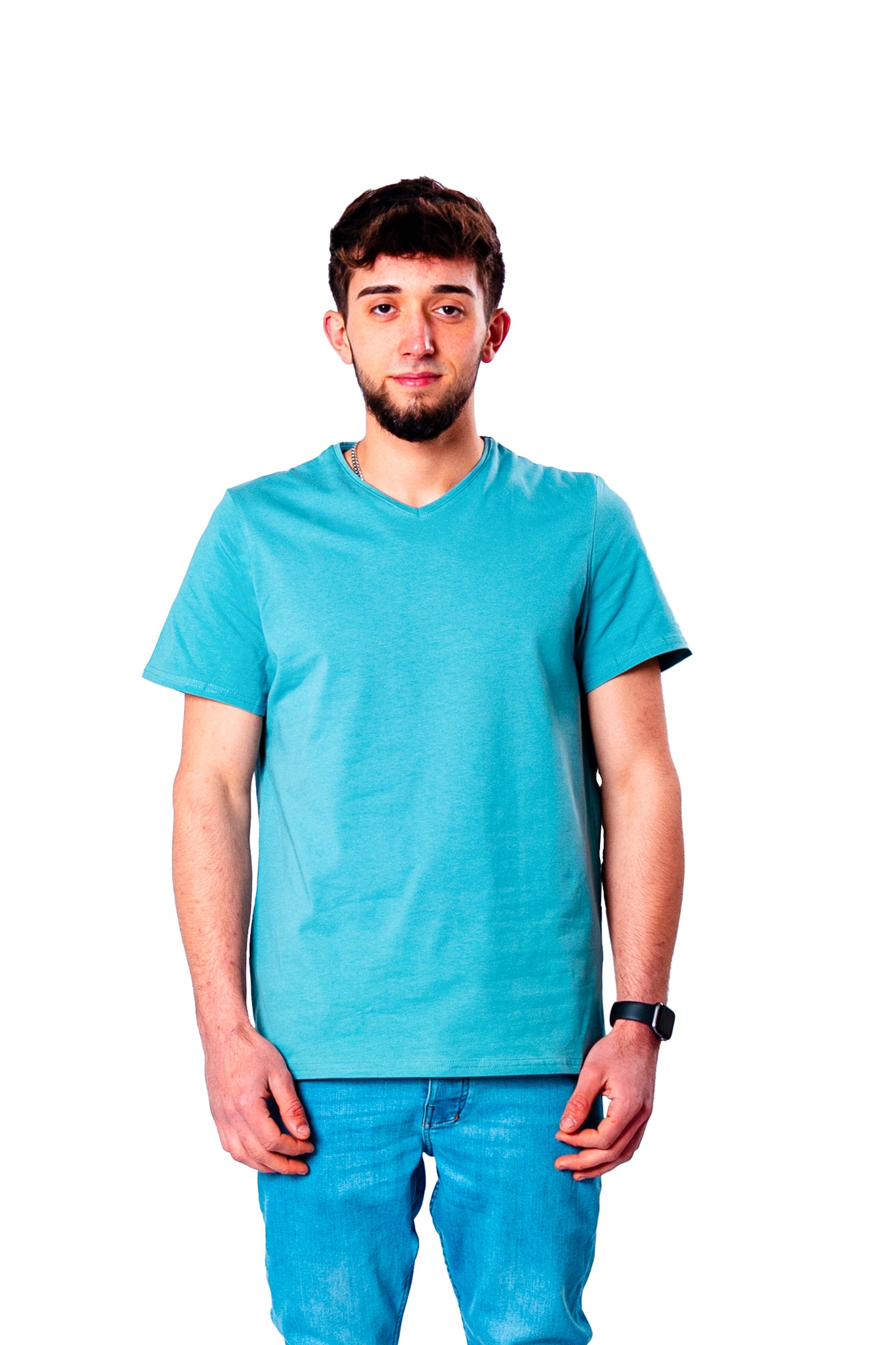 Basic T-Shirt V Ausschnitt Blau